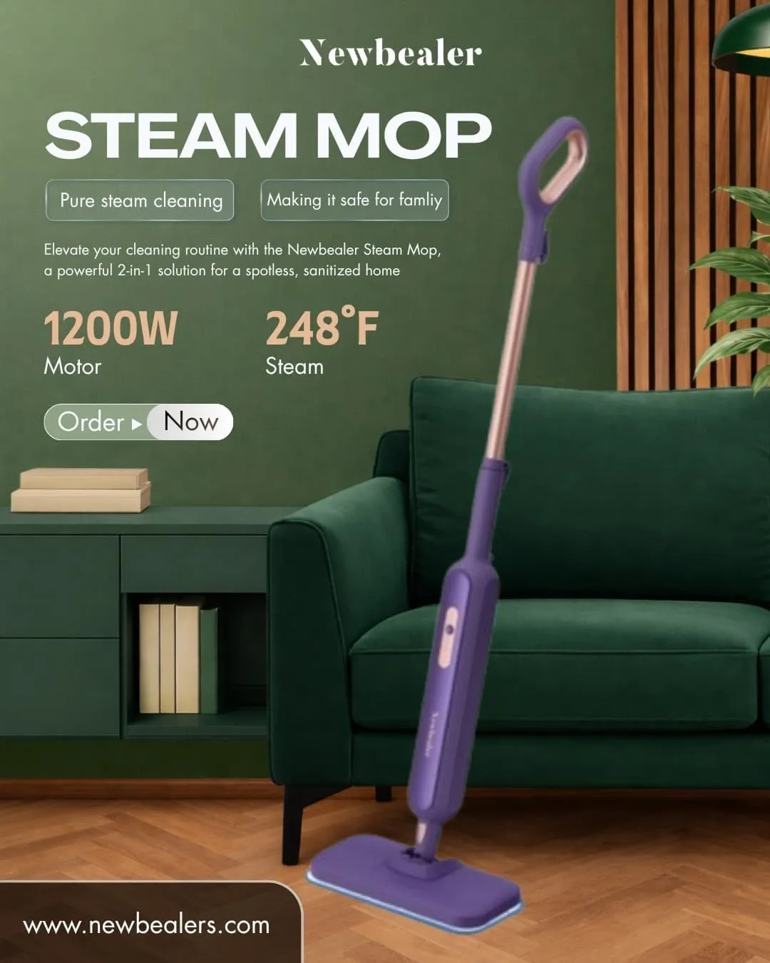 Steam mop product advertisement